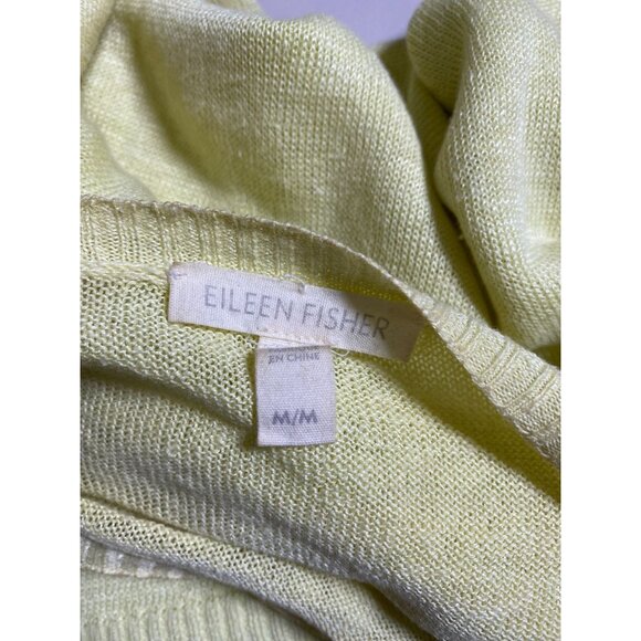 Eileen Fisher Yellow Organic Linen Lightweight Sweater Size Medium Long Sleeve - Picture 14 of 15